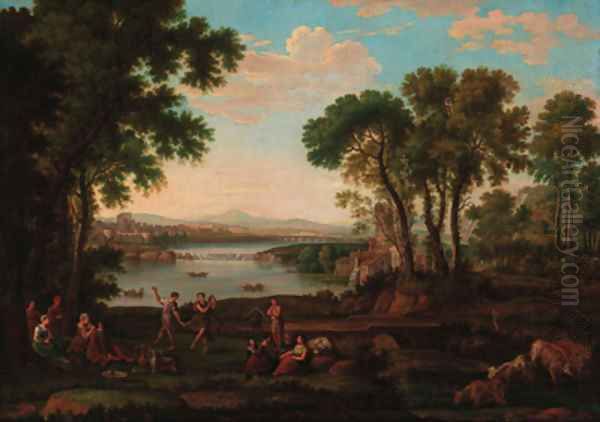 Figures dancing in a classical landscape - view 1