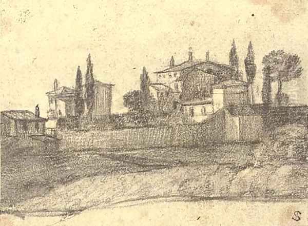 A villa among cypresses - view 1