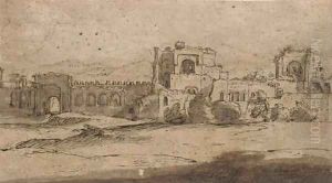 Porta San Giovanni and Porta Asinara in the Aurelian walls of Rome by Claude Lorrain (Claude Gellee)