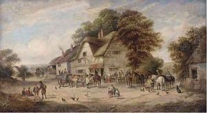 A busy village scene A busy village scene