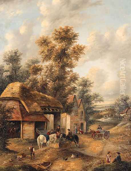 Figures with Horses before a Cottage - view 1