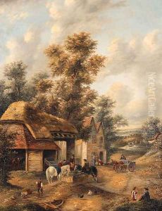 Figures with Horses before a Cottage Figures with Horses before a Cottage