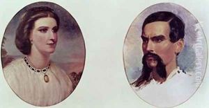 The Marriage Portrait of Richard Burton 1821-90 and Isabel Arundell 1831-96 by Louis Lesanges
