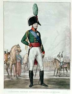 Portrait of Alexander I Pavlovich 1777-1825 with his Army by Charles Francois Gabriel Levachez