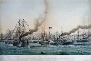 The Arrival of Napoleon III 1808-73 in Algeria with an Escort of Battleships by Louis Le Breton