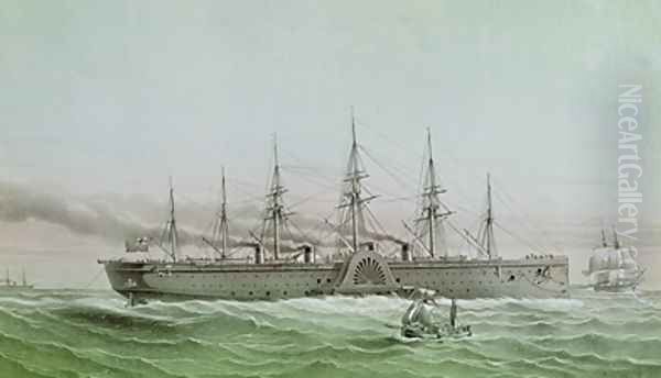 The Great Eastern Laying Electrical Cable between Europe and America - view 1