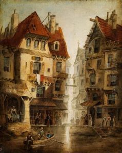 Hollandische Burgerhauser Und Gracht by Adrianus Eversen