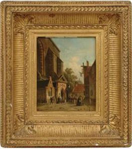 Astreet Scene In Antwerp by Adrianus Eversen