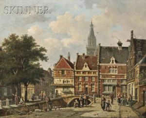 View Of The Zuiderspui In Enkhuizen by Adrianus Eversen
