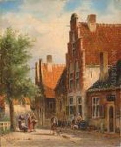 A Sunny Street by Adrianus Eversen