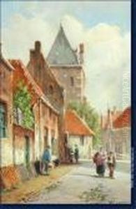 Scene De Rue Aux Pays-bas by Adrianus Eversen