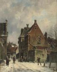 Winter In A Dutch Town by Adrianus Eversen