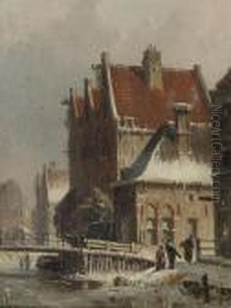 A Snow-covered Street In A Dutch Town - view 1