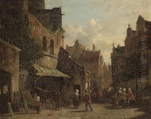 Market Day In A Dutch Town by Adrianus Eversen