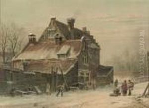 Winter In A Dutch Town by Adrianus Eversen