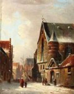 Figuren Op Winters Kerkplein