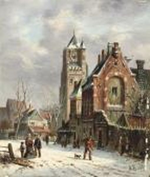 On A Snow-covered Street In A Dutch Town - view 1