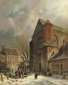 Figures Near A Church In Winter Figures Near A Church In Winter