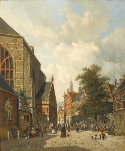 A Dutch Street Scene With Figures