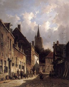 A Dutch Street Scene by Adrianus Eversen