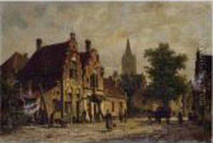 Dutch Street Scene by Adrianus Eversen