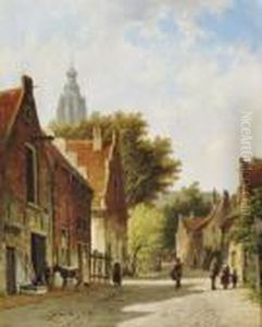 Townspeople In A Sunlit Street