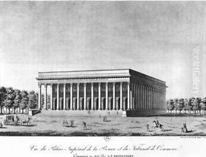 View of the Bourse Imperial Palace and the Commercial Court Paris by Jacques Louis Constant Le Cerf