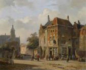 Figures In The Streets Of A Dutch Town