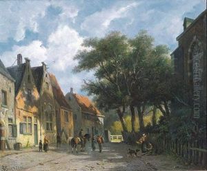 Geanimeerde Dorpsstraat Nabij Een Kerk