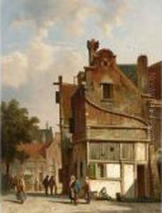 Figures In The Sunlit Streets Of A Dutch Town