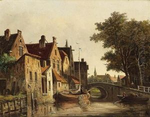 Visbrug In Oudewater by Adrianus Eversen