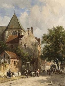 Market In A Dutch Town by Adrianus Eversen