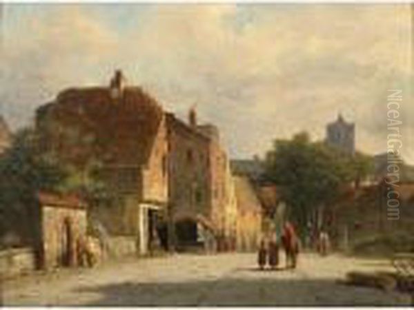 Figures In A Sunlit Dutch Town - view 1
