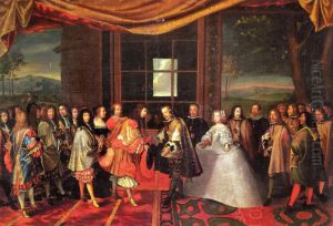 Meeting between Louis XIV 1638-1715 and Philippe IV 1605-65 at Isle des Faisans