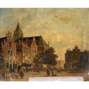 Dutch Town Scene by Adrianus Eversen