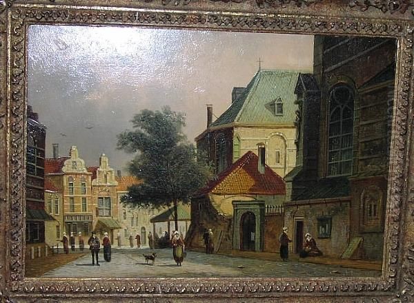 Dutch Town Scene In Winter And Companion, Bears Signature - view 1