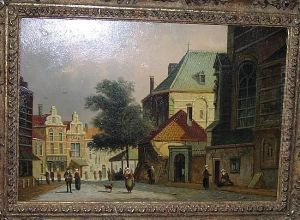 Dutch Town Scene In Winter And Companion, Bears Signature