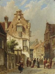 Elegant Figures In A Sunlit Street