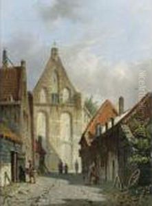 Townsfolk In A Sunlit Street