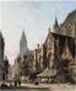 Dutch Street Scene by Adrianus Eversen