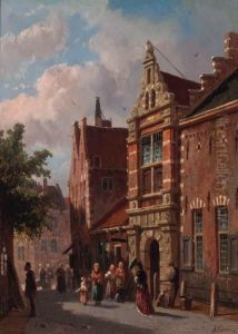 Elegant Figures In A Sunlit Street