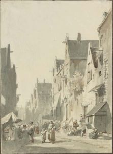 View Of A Street In A Town by Adrianus Eversen