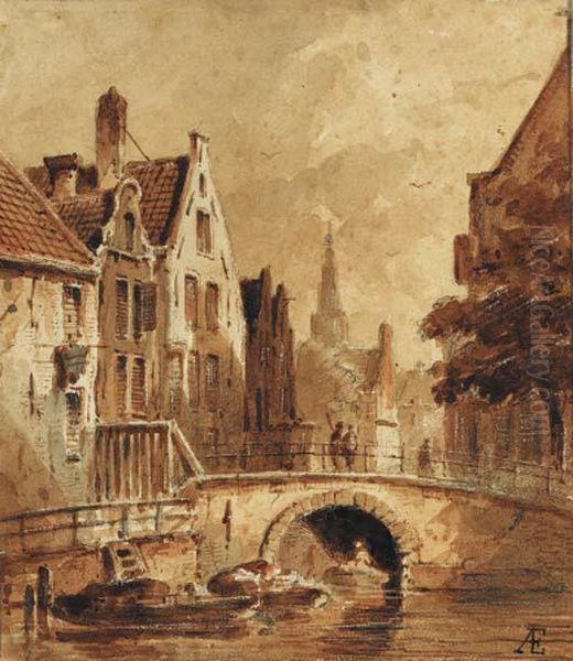 The Grimnessesluis, Amsterdam,
The Oude Kerk Beyond (recto); Astudy Of Figures By Buildings (verso) - view 1