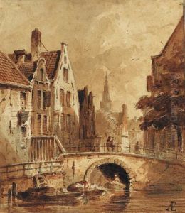 The Grimnessesluis, Amsterdam,
The Oude Kerk Beyond (recto); Astudy Of Figures By Buildings (verso) by Adrianus Eversen