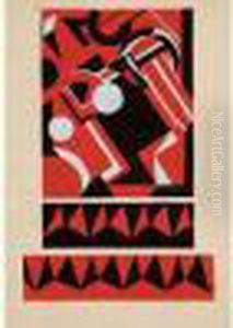 Composition Cubiste Rouge, Noire
 Et Bleue. Projet Pour Une Couverture De Livre, Circa 1924
