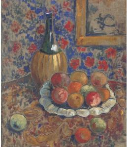 Still Life With Bottle And Fruit by Alexandra Alexandrov Exter
