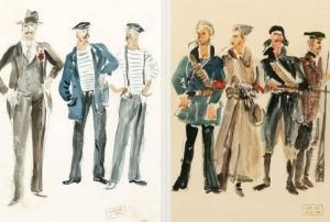 Group Of Men In Sailor Costume, And Group Of Men In Soldier Costume: Two Works by Alexandra Alexandrov Exter