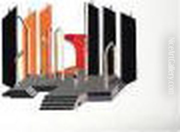 Stage Design For Don Juan, Pochoir On Paper, 33 By 50 Cm., 13 By 19 1/2 In - view 1