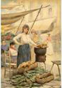 Girl Roasting Corn by Fabbio Fabbi