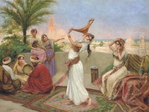 Oriental Dancers On A Roof Terrace by Fabbio Fabbi